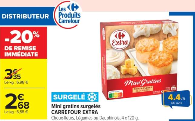Mini gratins surgelés CARREFOUR EXTRA