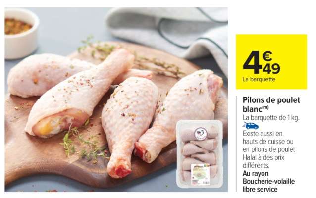Pilons de poulet blanc