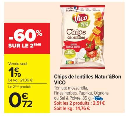 Chips De Lentilles Natur' & Bon Vico