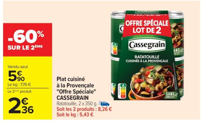 Plat cuisiné à la Provençale "Offre spéciale" CASSEGRAIN