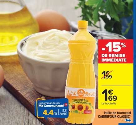 HUILE DE TOURNESOL CARREFOUR CLASSIC