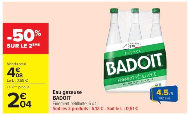 Eau gazeuse BADOIT