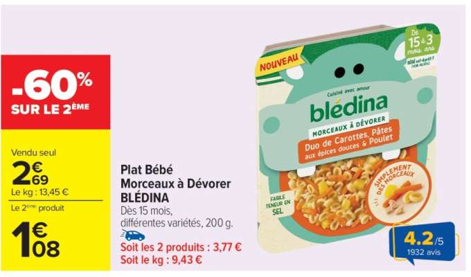 Plat Bébé Morceaux à Dévorer BLÉDINA