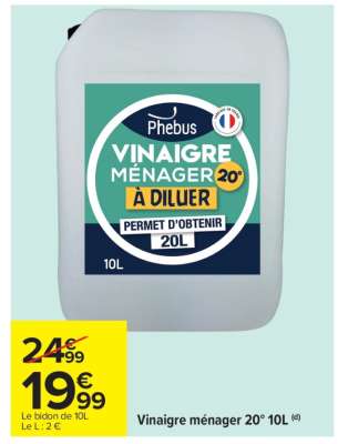 Vinaigre ménager 20° 10L