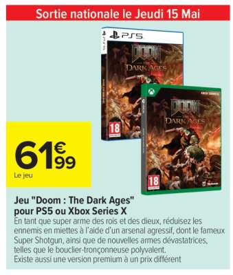 Jeu "Doom : The Dark Ages" pour PS5 ou Xbox Series X