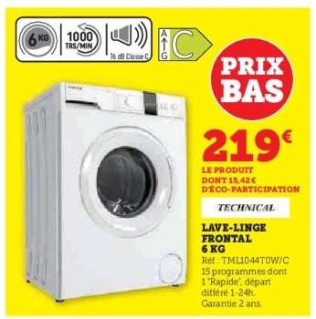 Lave-linge frontal 6 kg