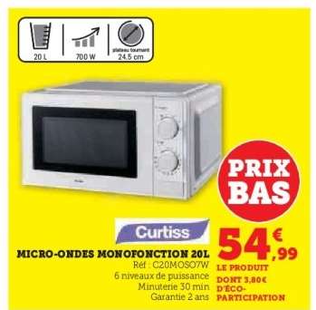 MICRO-ONDES MONOFONCTION 20L