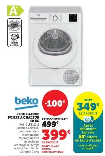 BEKO Sèche-linge Pompe à Chaleur 10 kg