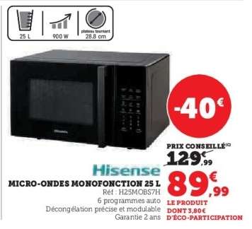 Hisense Micro-ondes Monofonction 25 L