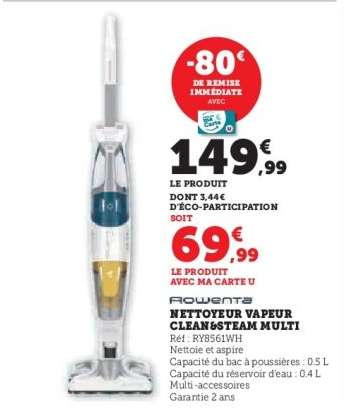 Rowenta Nettoyeur Vapeur Clean & Steam Multi