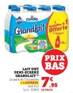 Lait UHT Demi-Écrémé Grandlait