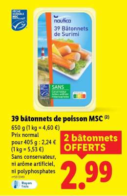39 bâtonnets de poisson MSC