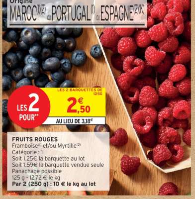 LES 2 BARQUETTES DE 125G