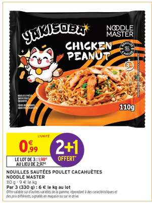 Nouilles sautées poulet cacahuètes