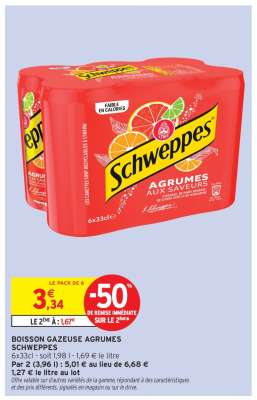 BOISSON GAZEUSE AGRUMES SCHWEPPES