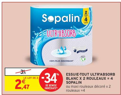 ESSUIE-TOUT ULTR'ABSORB BLANC X 2 ROULEAUX = 4 SOPALIN