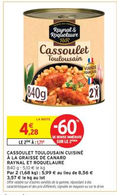 Cassoulet Toulousain Cuisiné à la Graisse de Canard