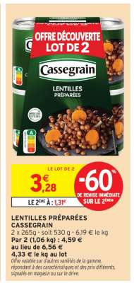 LENTILLES PRÉPARÉES “CASSEGRAIN”