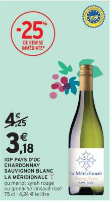 IGP PAYS D'OC CHARDONNAY SAUVIGNON BLANC LA MÉRIDIONALE