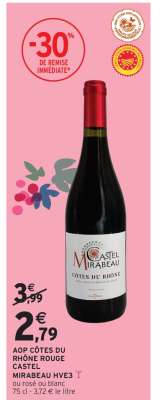 AOP CÔTES DU RHÔNE ROUGE CASTEL MIRABEAU HVE3