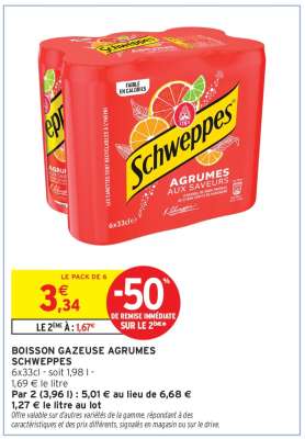 BOISSON GAZEUSE AGRUMES SCHWEPPES