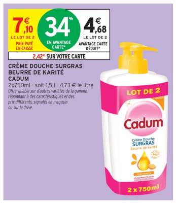 Crème Douche Surgras Beurre de Karité Cadum