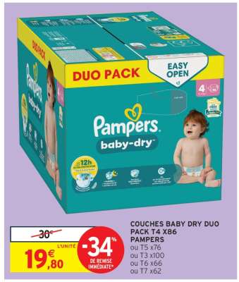 COUCHES BABY DRY DUO PACK T4 X86