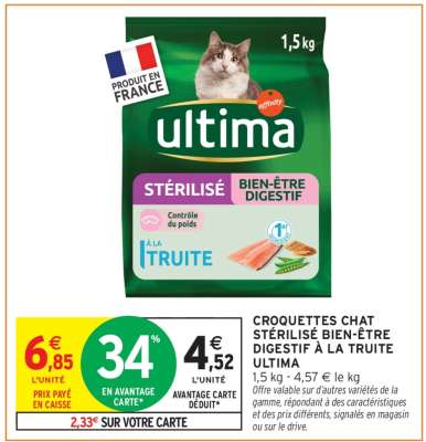 CROQUETTES CHAT STÉRILISÉ BIEN-ÊTRE DIGESTIF À LA TRUITE ULTIMA