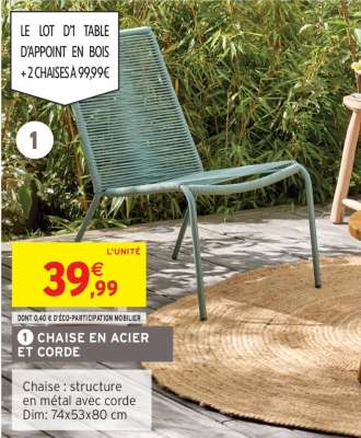 Chaise en acier et corde