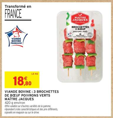 Brochettes de bœuf poivrons verts Maître Jacques