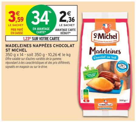 Madeleines Nappées Chocolat "St Michel"