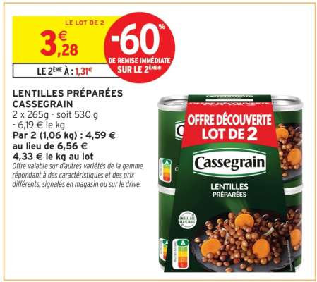 LENTILLES PRÉPARÉES “CASSEGRAIN”