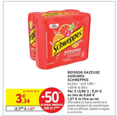 BOISSON GAZEUSE AGRUMES SCHWEPPES