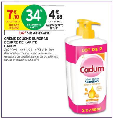 Crème Douche Surgras Beurre de Karité Cadum