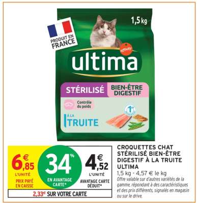 Ultima Croquettes Chat Stérilisé Bien-Être Digestif à la Truite
