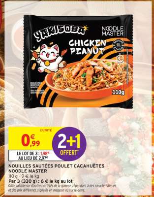 Nouilles sautées poulet cacahuètes