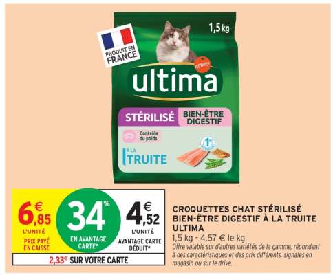 CROQUETTES CHAT STÉRILISÉ BIEN-ÊTRE DIGESTIF À LA TRUITE ULTIMA