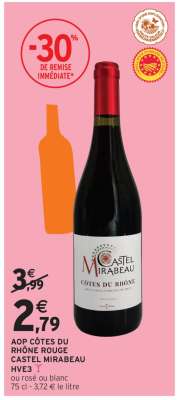 AOP CÔTES DU RHÔNE ROUGE CASTEL MIRABEAU HVE3