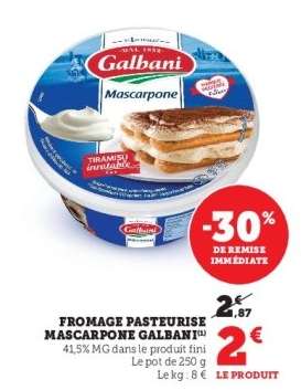 Fromage Pasteurisé Mascarpone Galbani