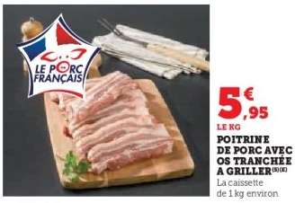 Poitrine de porc avec os tranchée à griller