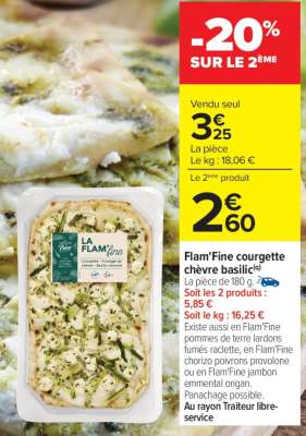 Flam'Fine courgette chèvre basilic