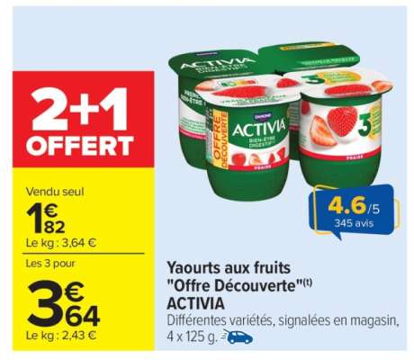 Yaourts aux fruits "Offre Découverte" ACTIVIA