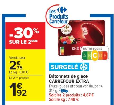 Bâtonnets de glace CARREFOUR EXTRA