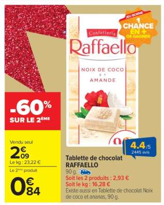 Tablette de chocolat RAFFAELLO