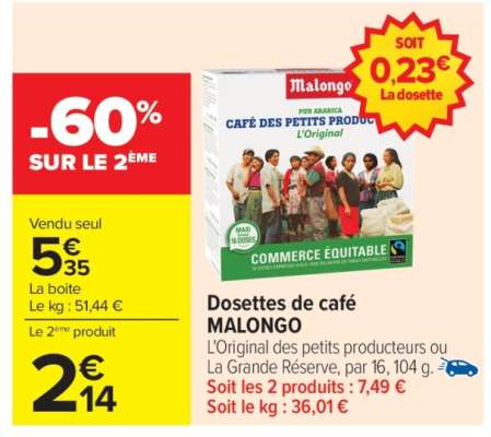 Dosettes de café MALONGO