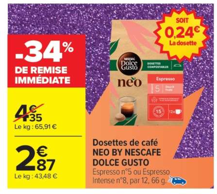 Dosettes de café NEO BY NESCAFE DOLCE GUSTO