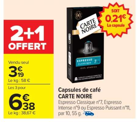 Capsules De Café Carte Noire