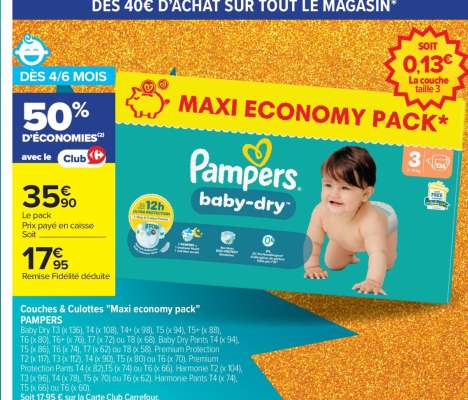 Pampers Baby-Dry Maxi Economy Pack