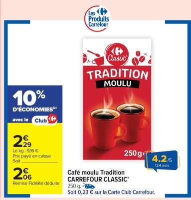 Café moulu Tradition CARREFOUR CLASSIC’