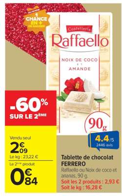 Tablette de chocolat FERRERO